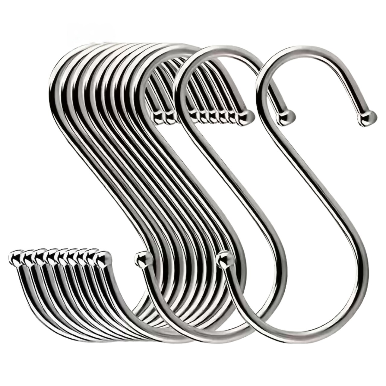 Kitcheniva Stainless Steel Rustproof S-Hooks 20 Pcs - Ideal for Hanging Pots, Pans, Bags, Cups, Utensils